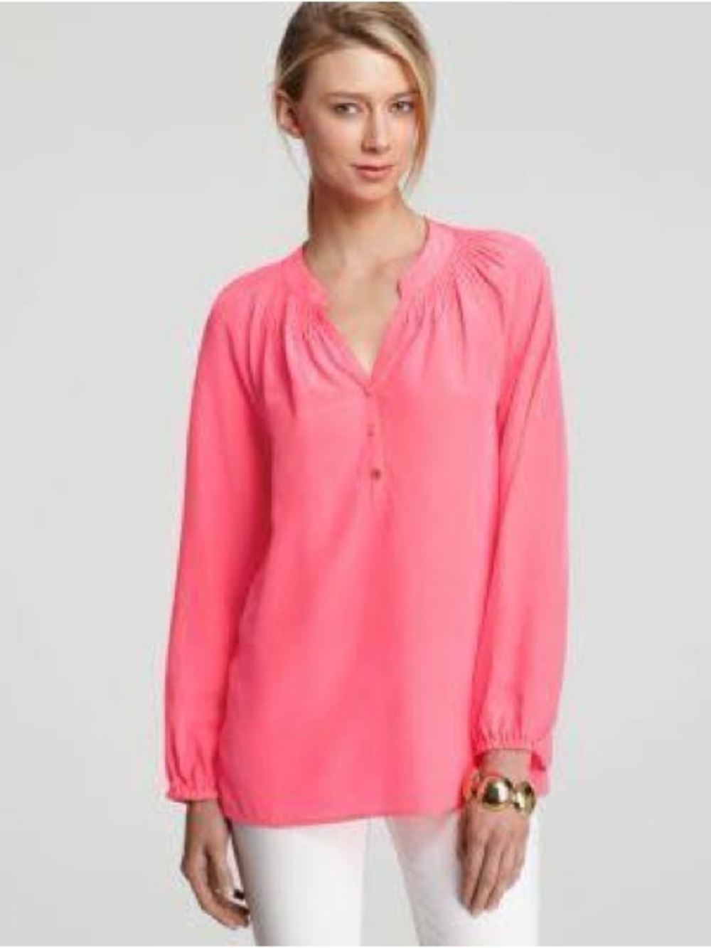 Lilly Pulitzer Elsa Silk Top in Coral. Size Mecium